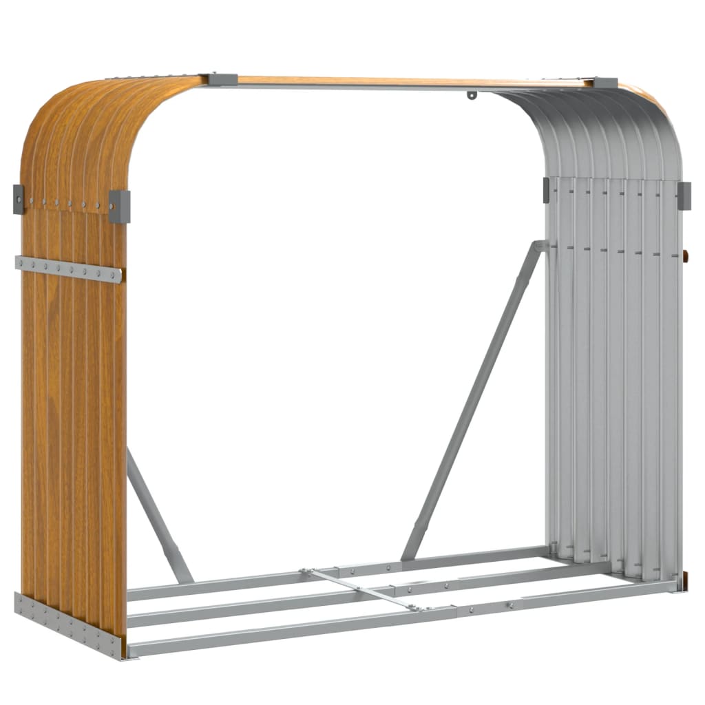 brændestativ 120x45x100 cm galvaniseret stål trælook