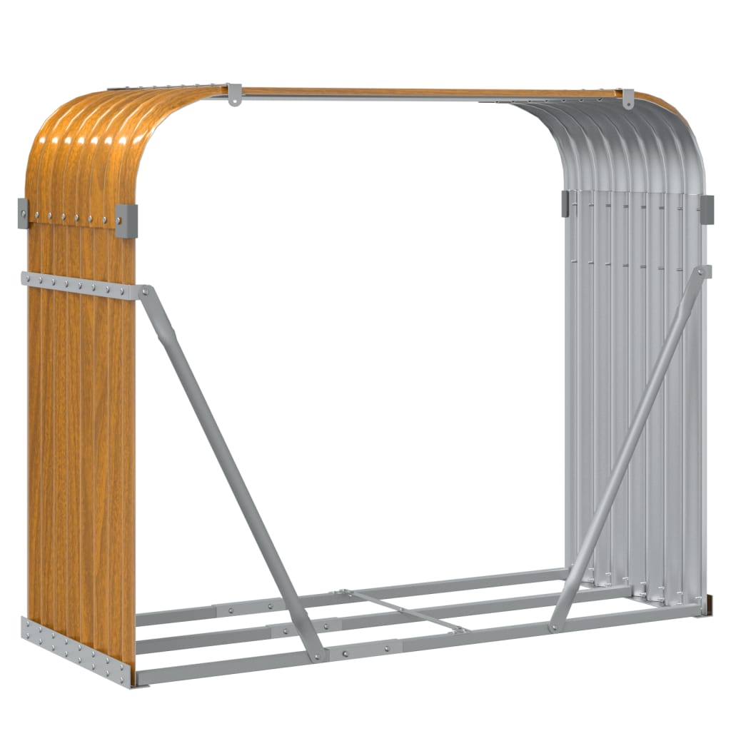 brændestativ 120x45x100 cm galvaniseret stål trælook