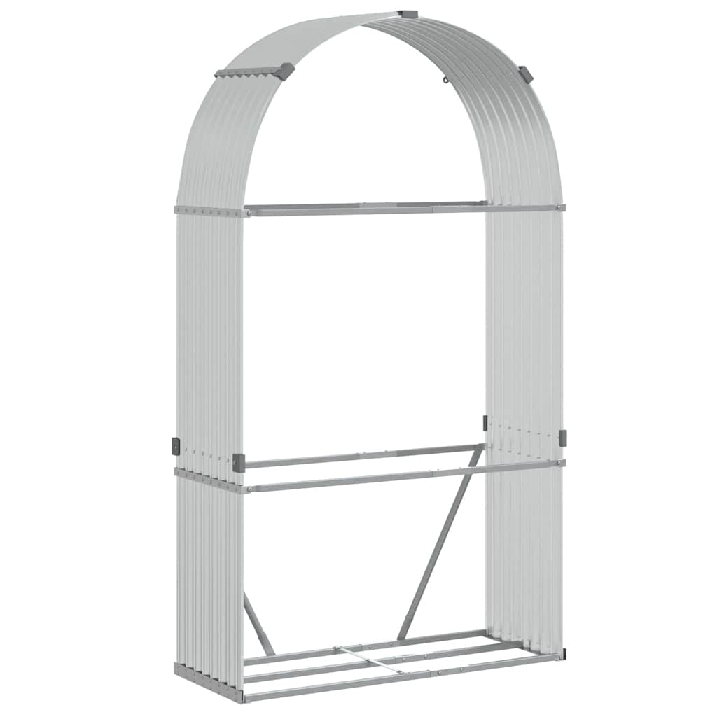 brændestativ 120x45x210 cm galvaniseret stål sølvfarvet