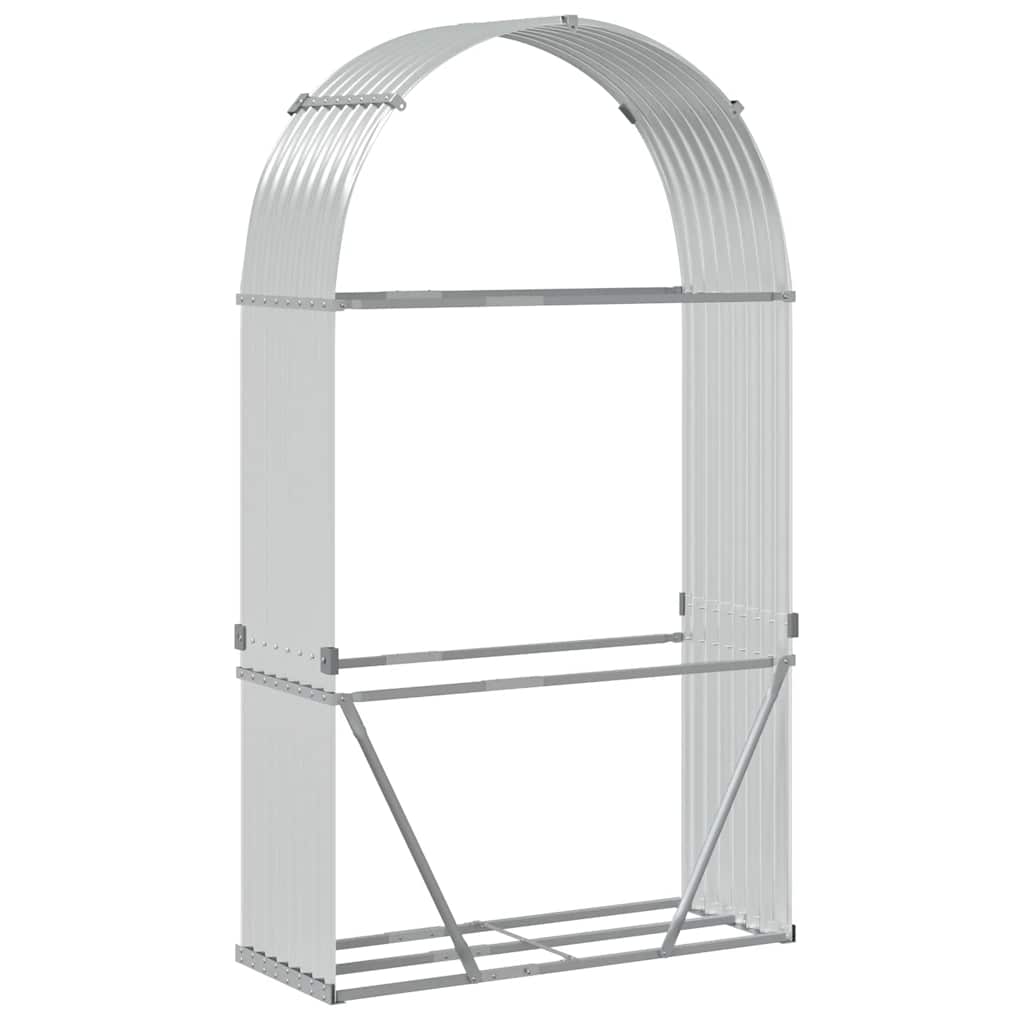 brændestativ 120x45x210 cm galvaniseret stål sølvfarvet