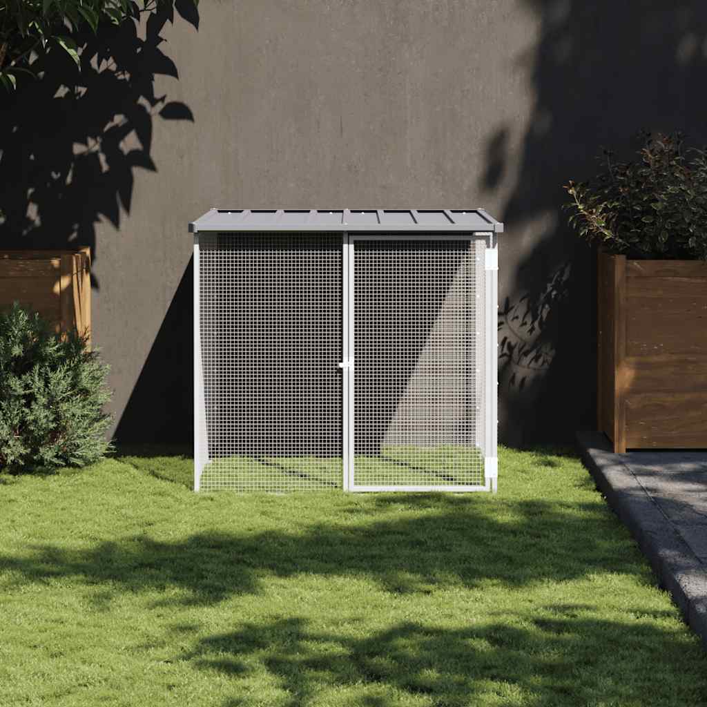 hønsehus med tag 103x98x90 cm galvaniseret stål lysegrå