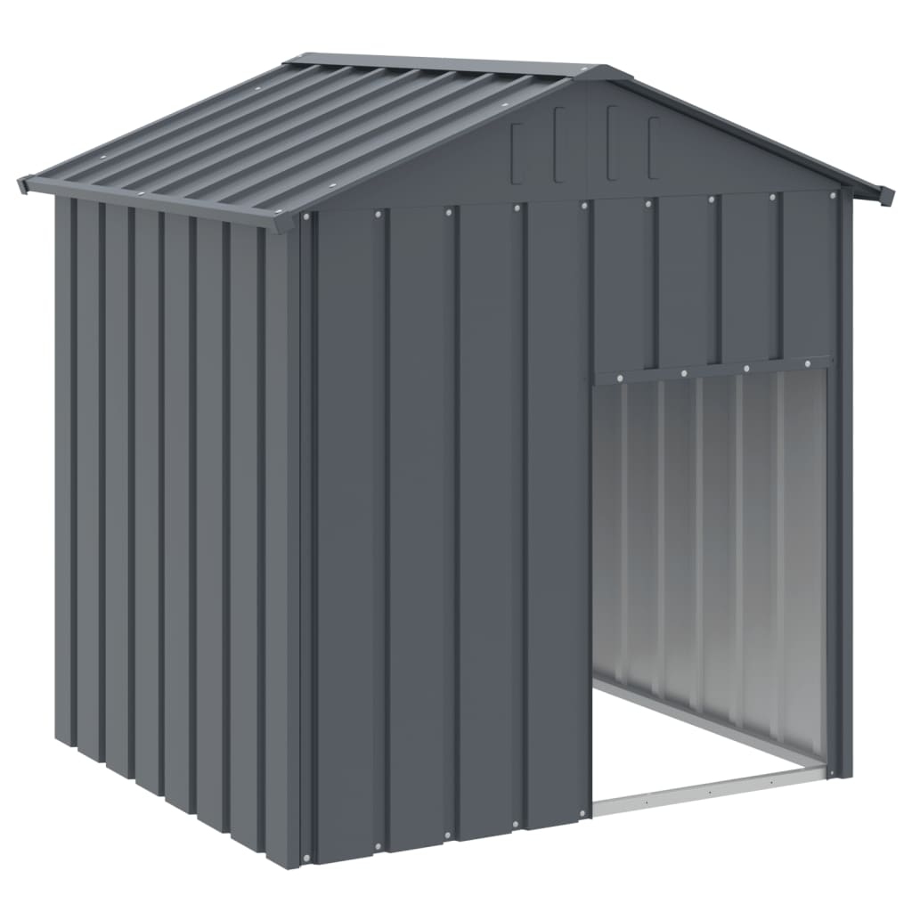 hundehus med tag 117x103x123 cm galvaniseret stål antracitgrå