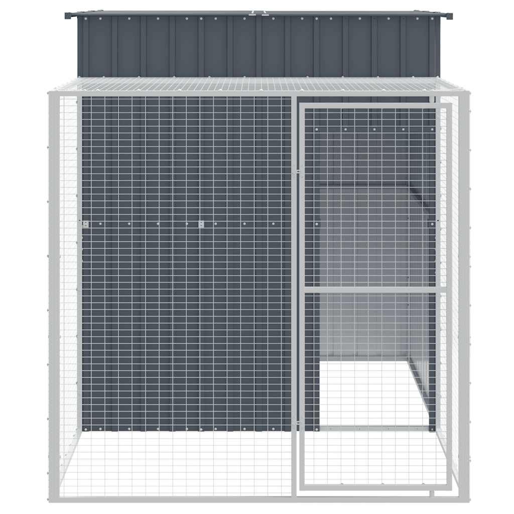 hønsehus med løbegård 165x251x181 cm galvaniseret stål antracit
