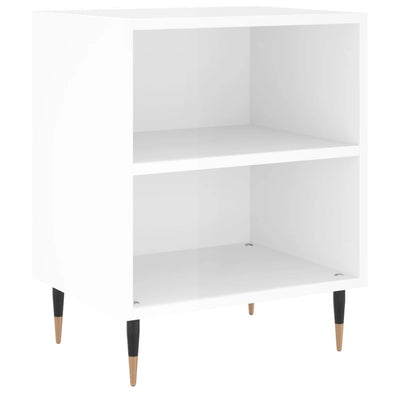 sengebord 40x30x50 cm konstrueret træ hvid højglans
