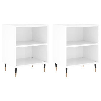 sengeborde 2 stk. 40x30x50 cm konstrueret træ hvid højglans