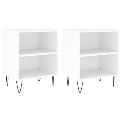 sengeborde 2 stk. 40x30x50 cm konstrueret træ hvid