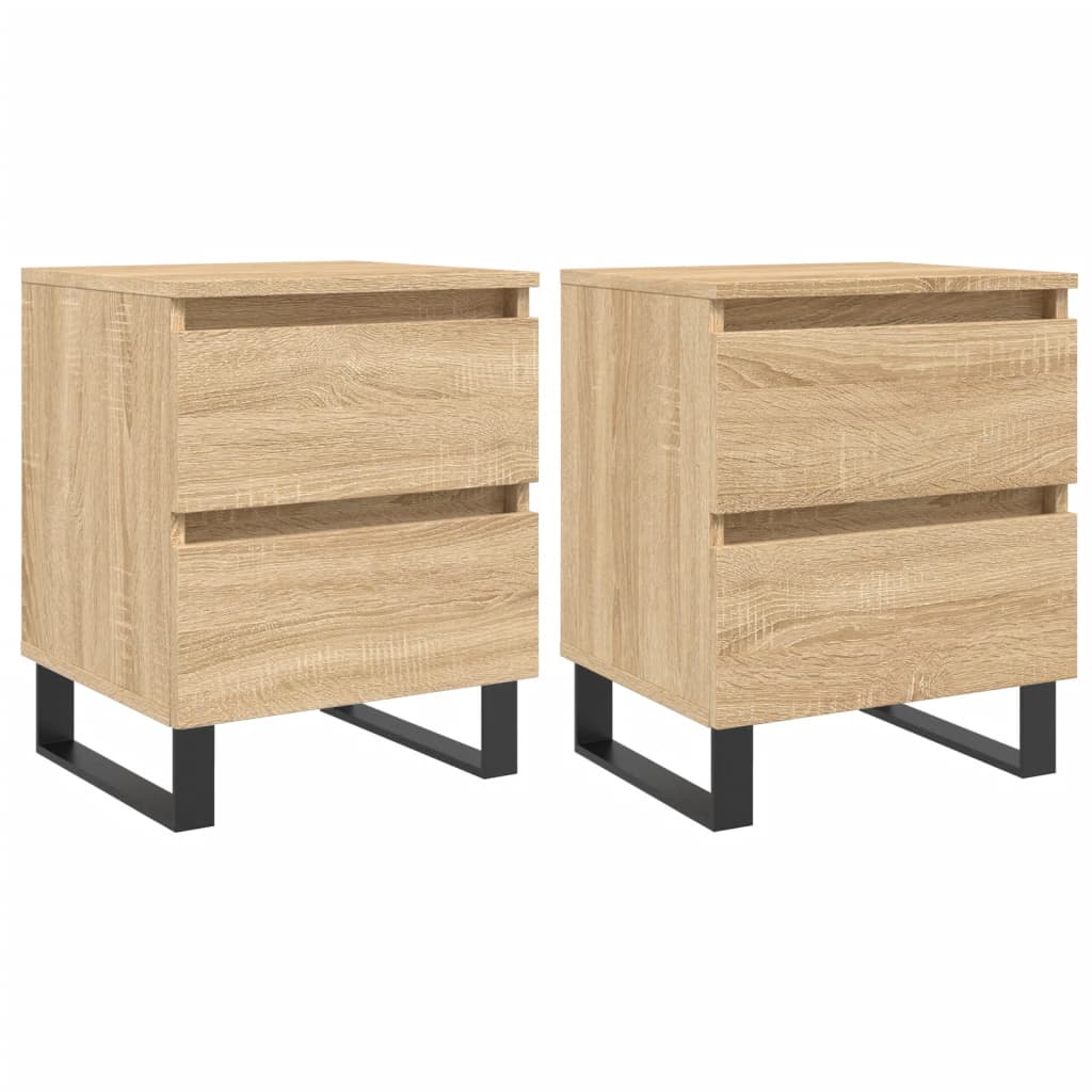 sengeborde 2 stk. 40x35x50 cm konstrueret træ sonoma-eg