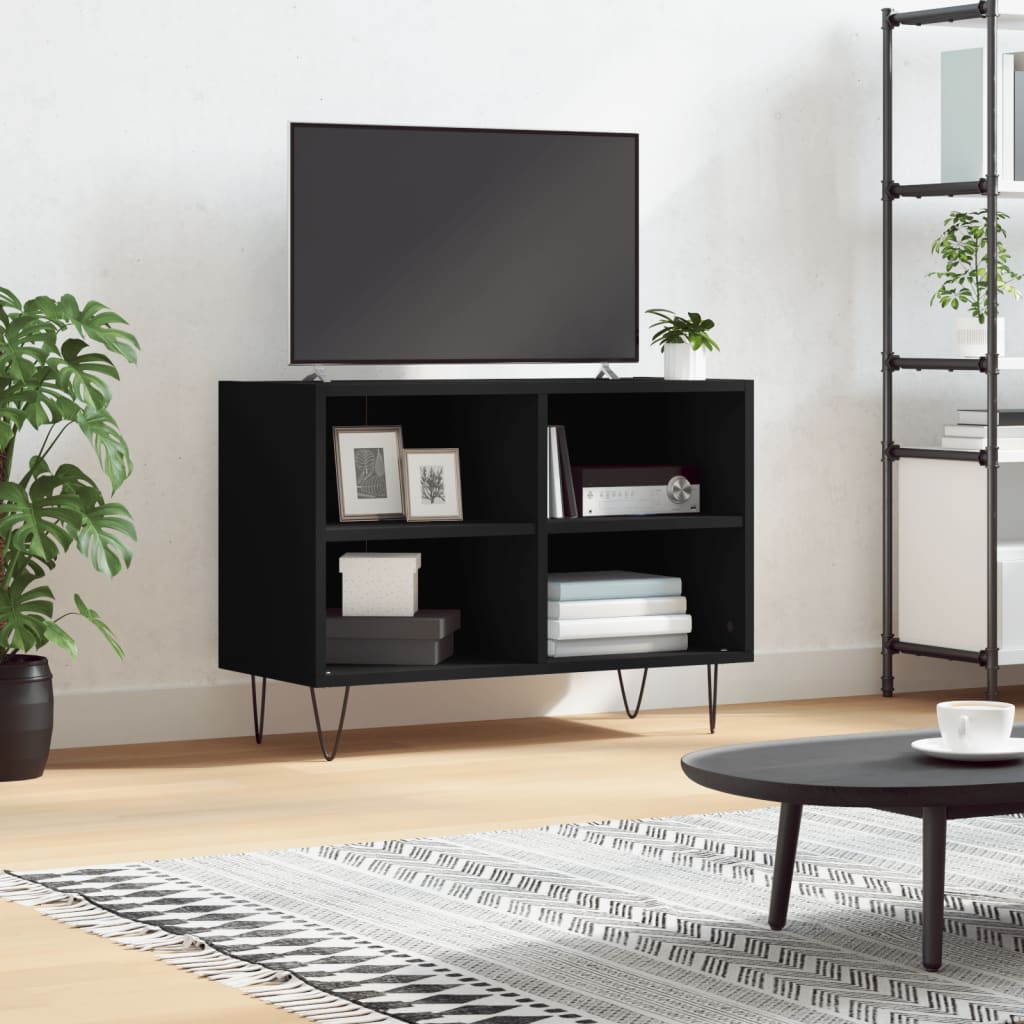 tv-bord 69,5x30x50 cm konstrueret træ sort
