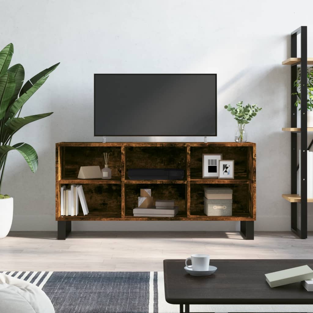 tv-bord 103,5x30x50 cm konstrueret træ røget egetræsfarve