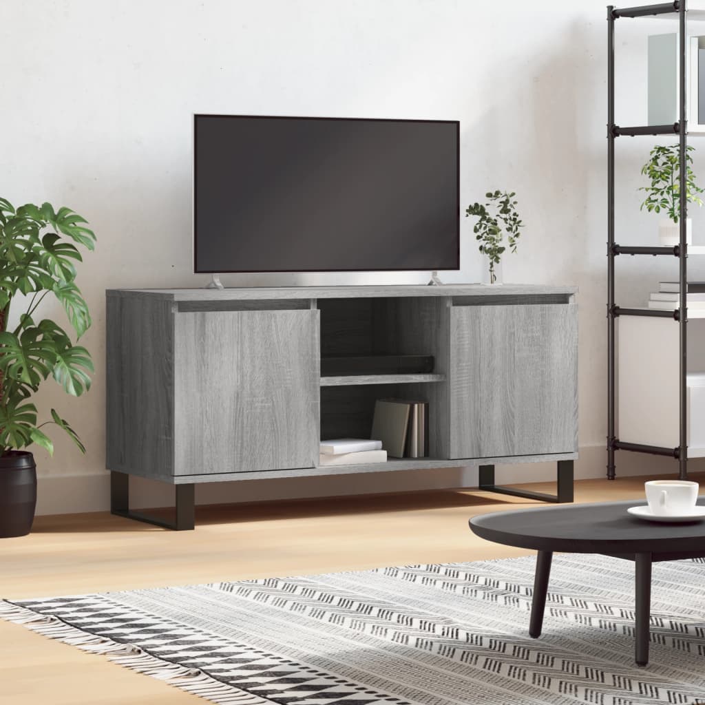 tv-bord 104x35x50 cm konstrueret træ grå sonoma-eg
