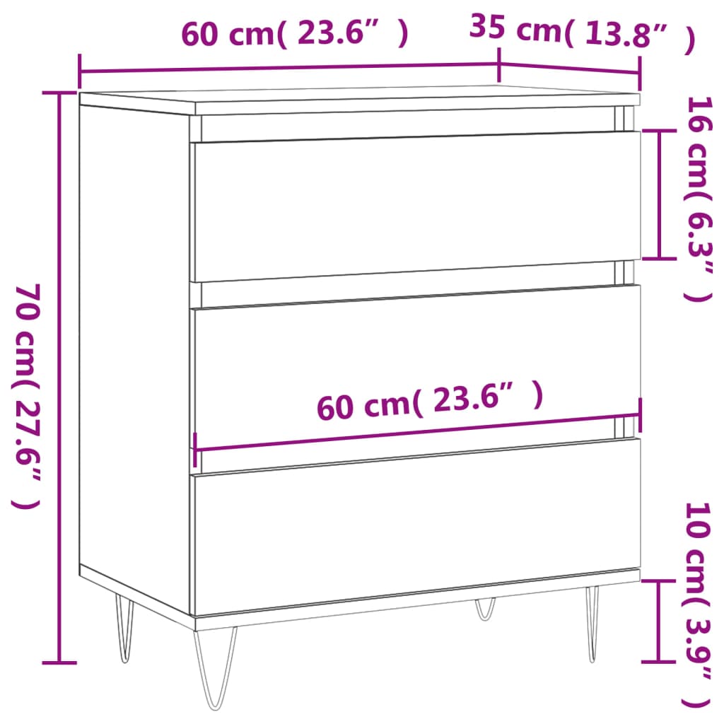 skænk 60x35x70 cm konstrueret træ røget egetræsfarve