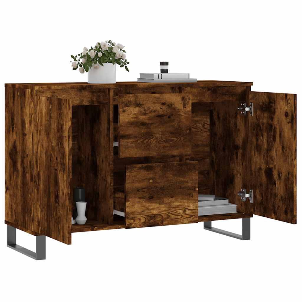skænk 101,5x35x70 cm konstrueret træ røget egetræsfarve