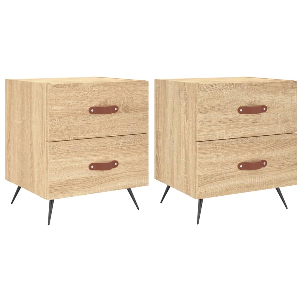 sengeborde 2 stk. 40x35x47,5 cm konstrueret træ sonoma-eg