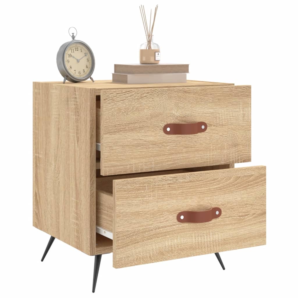 sengeborde 2 stk. 40x35x47,5 cm konstrueret træ sonoma-eg