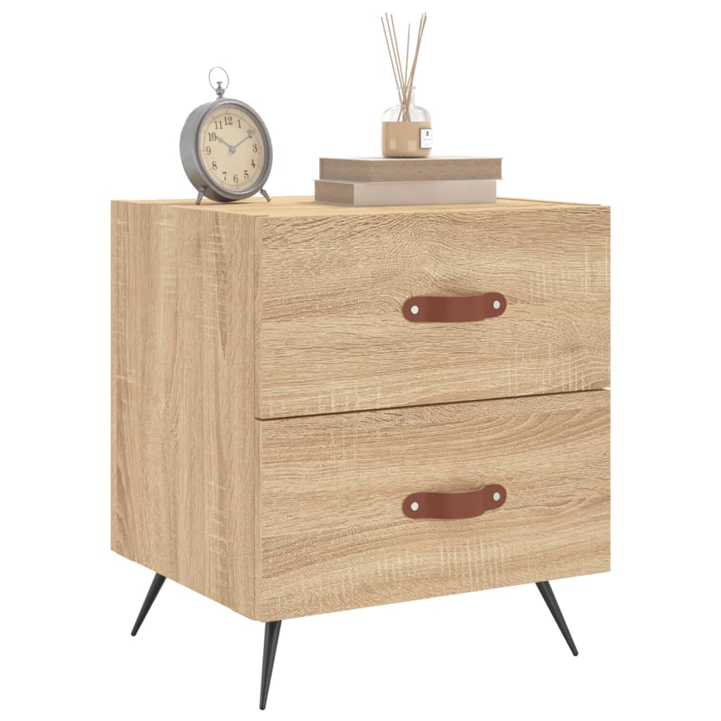 sengeborde 2 stk. 40x35x47,5 cm konstrueret træ sonoma-eg