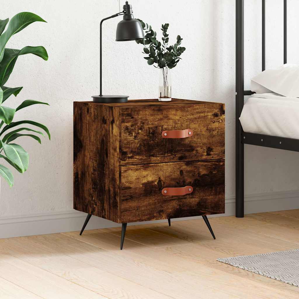 sengebord 40x35x47,5 cm konstrueret træ røget egetræ billede