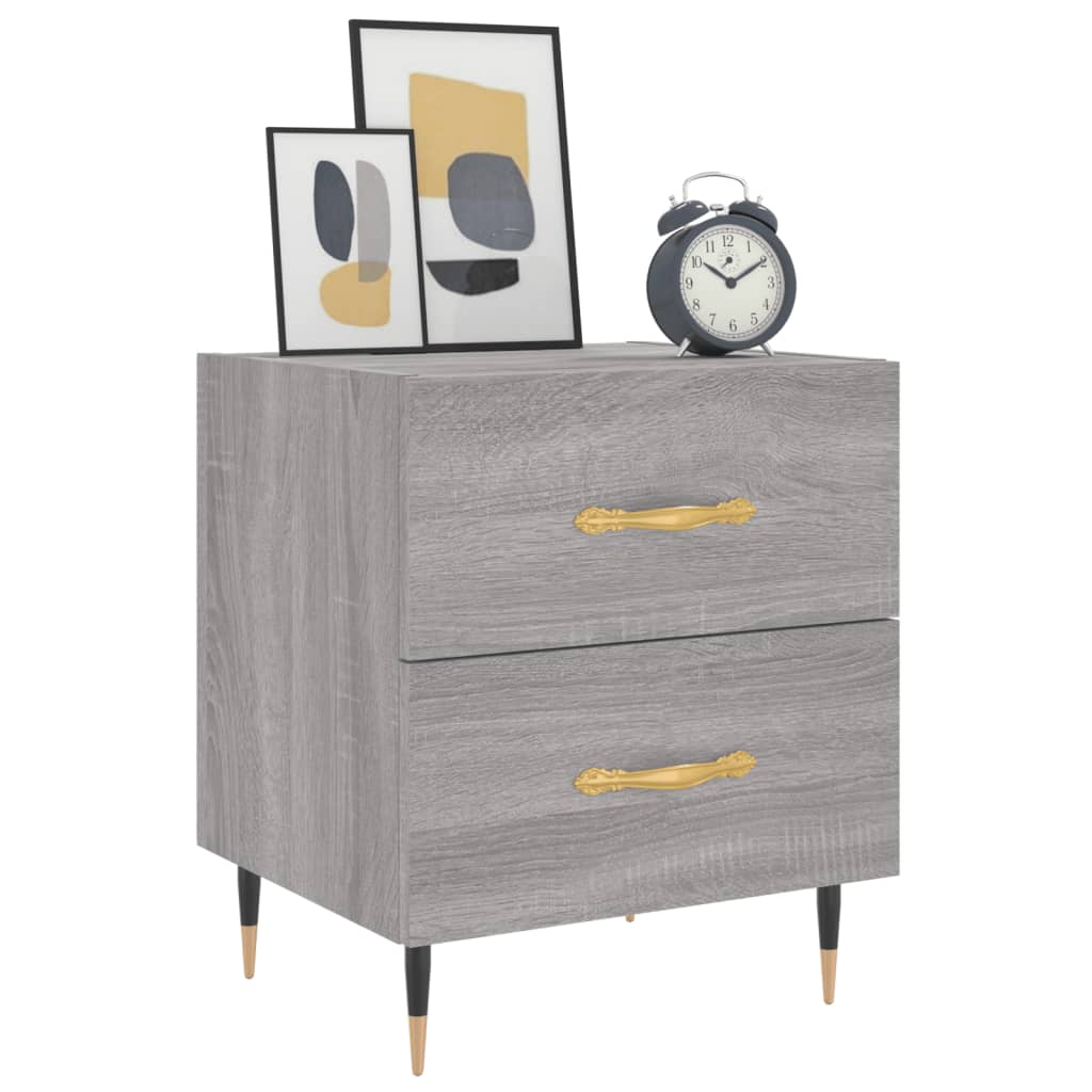 sengeborde 2 stk. 40x35x47,5 cm konstrueret træ grå sonoma-eg