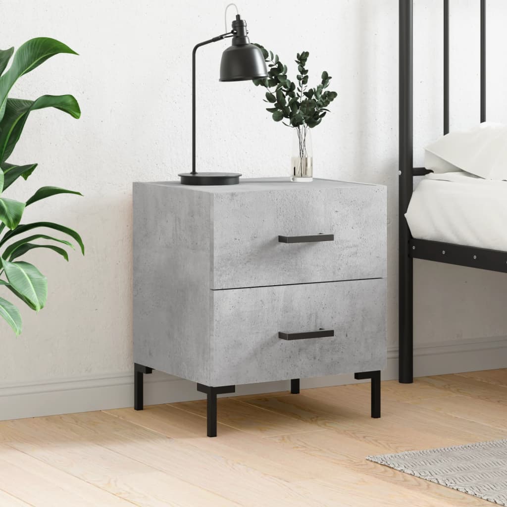 sengebord 40x35x47,5 cm konstrueret træ betongrå billede