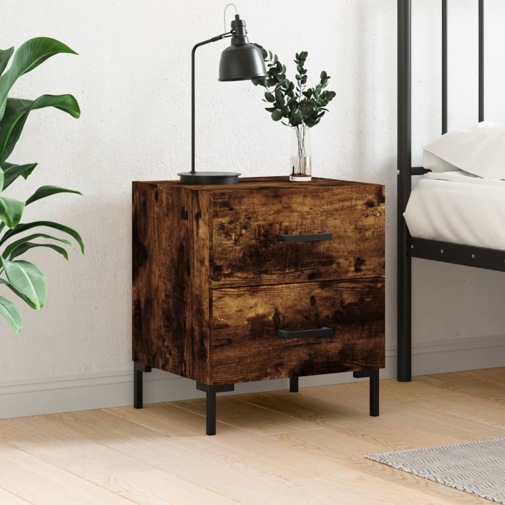 sengebord 40x35x47,5 cm konstrueret træ røget egetræ billede