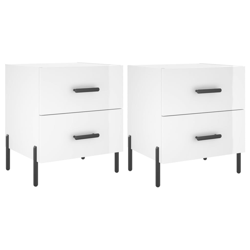 sengeborde 2 stk. 40x35x47,5 cm konstrueret træ hvid højglans