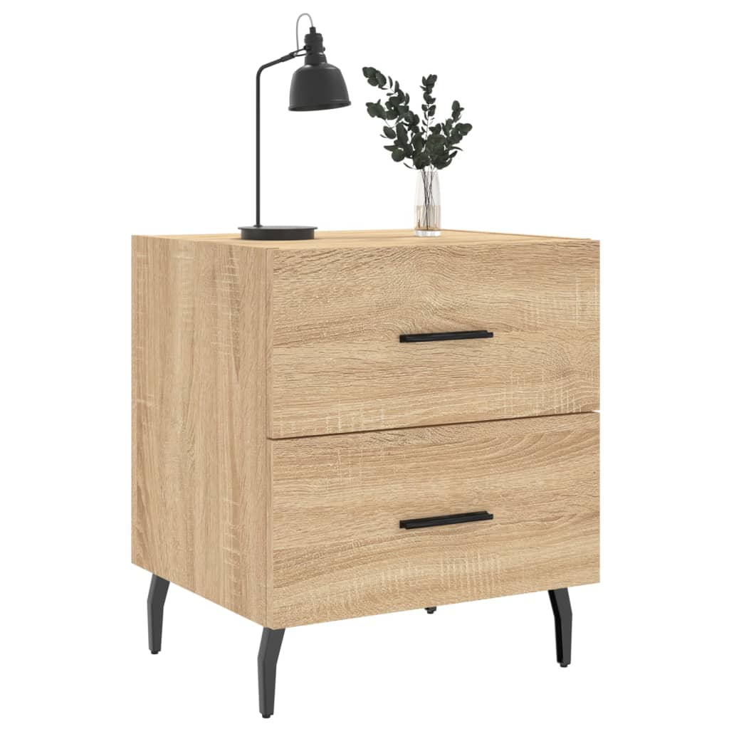sengeborde 2 stk. 40x35x47,5 cm konstrueret træ sonoma-eg