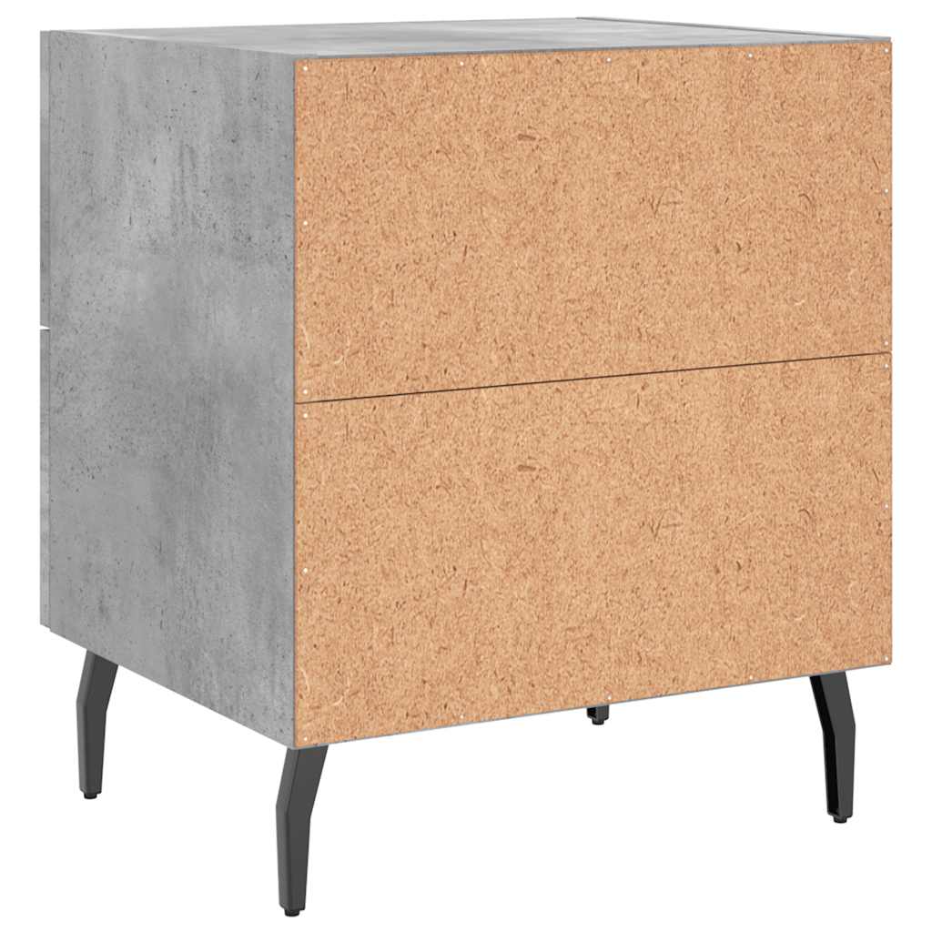 sengeborde 2 stk. 40x35x47,5 cm konstrueret træ betongrå