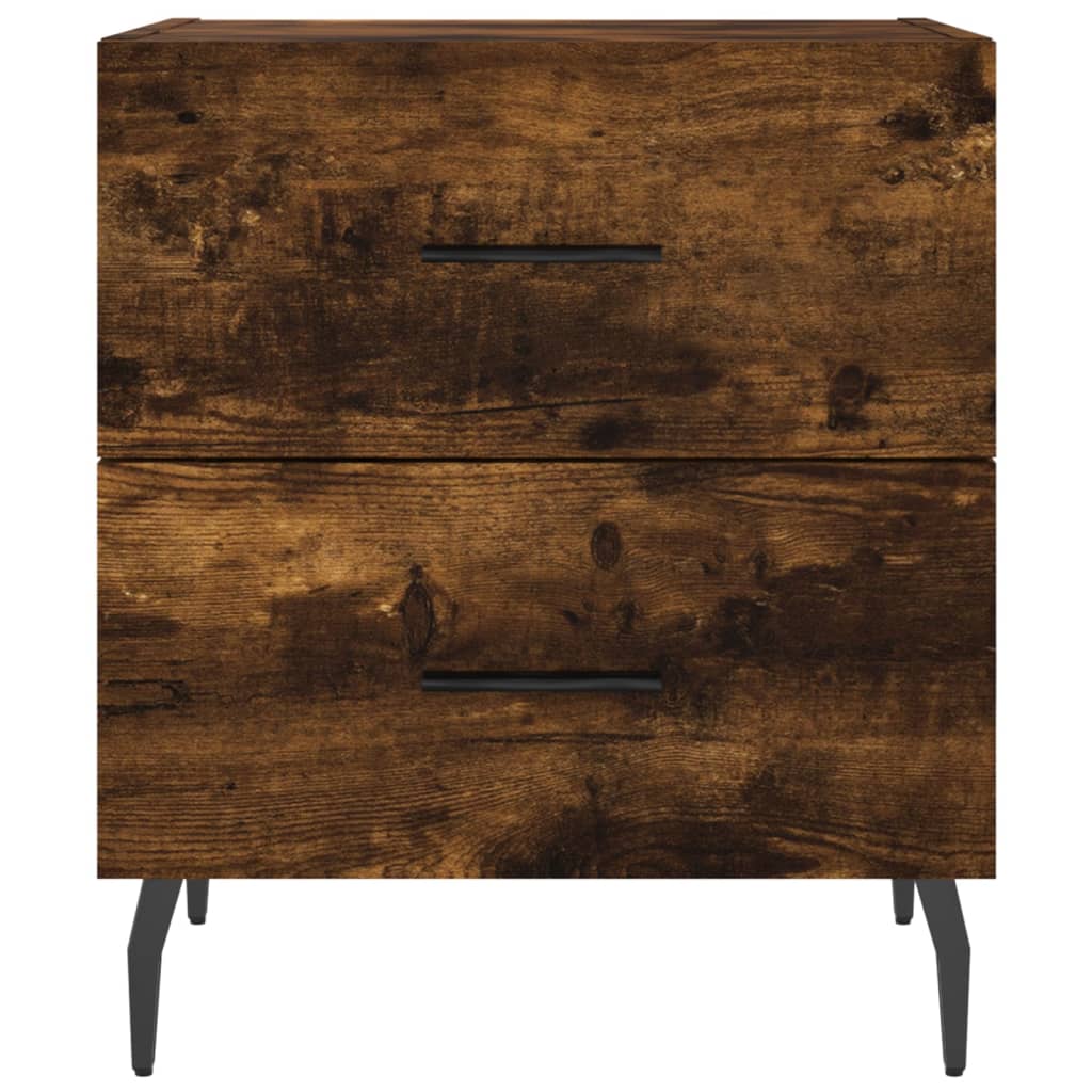 sengeborde 2 stk. 40x35x47,5 cm konstrueret træ røget egetræ