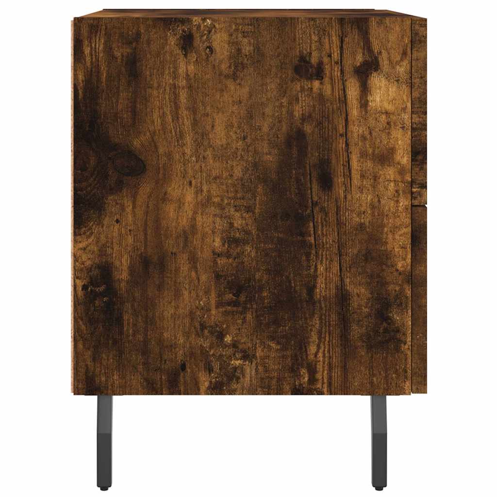 sengeborde 2 stk. 40x35x47,5 cm konstrueret træ røget egetræ