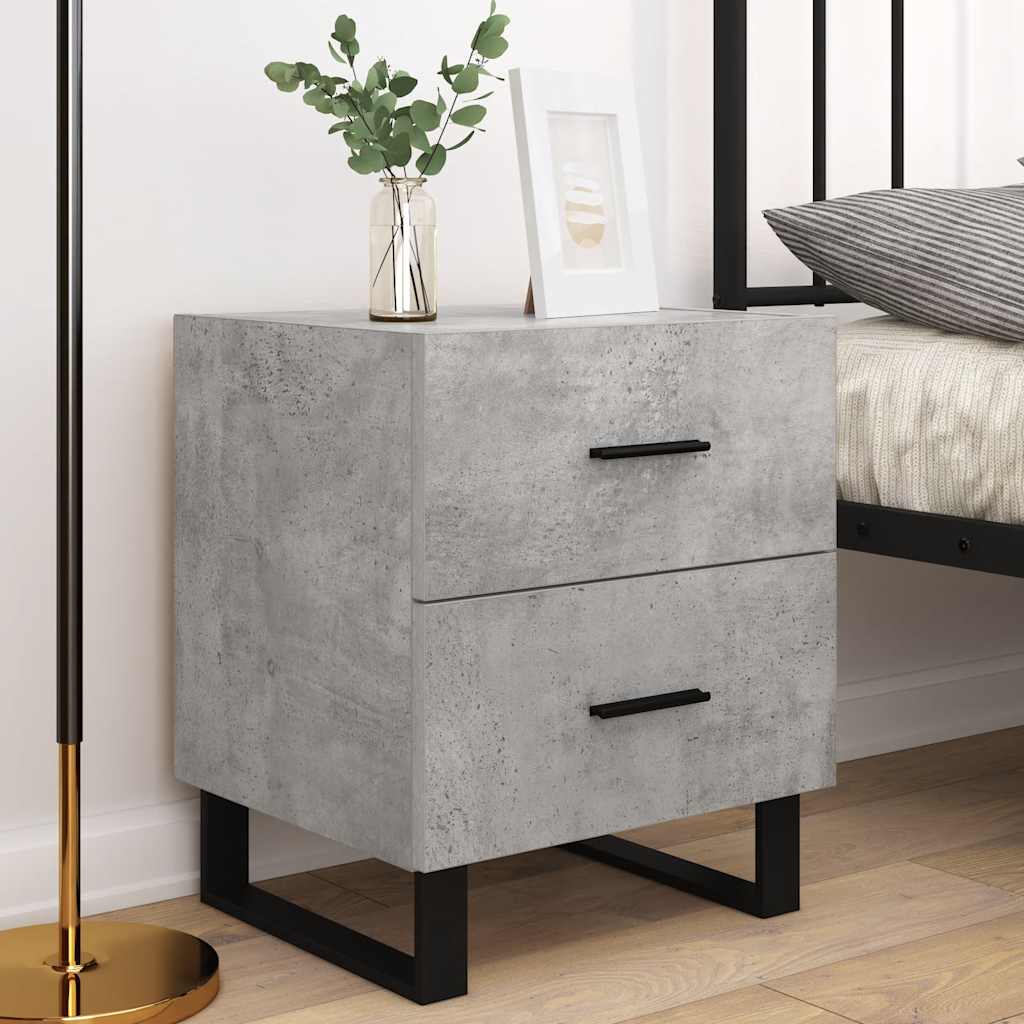 sengeborde 2 stk. 40x35x47,5 cm konstrueret træ betongrå
