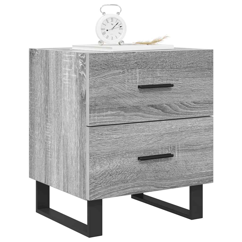 sengeborde 2 stk. 40x35x47,5 cm konstrueret træ grå sonoma-eg