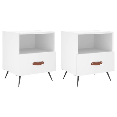 sengeborde 2 stk. 40x35x47,5 cm konstrueret træ hvid
