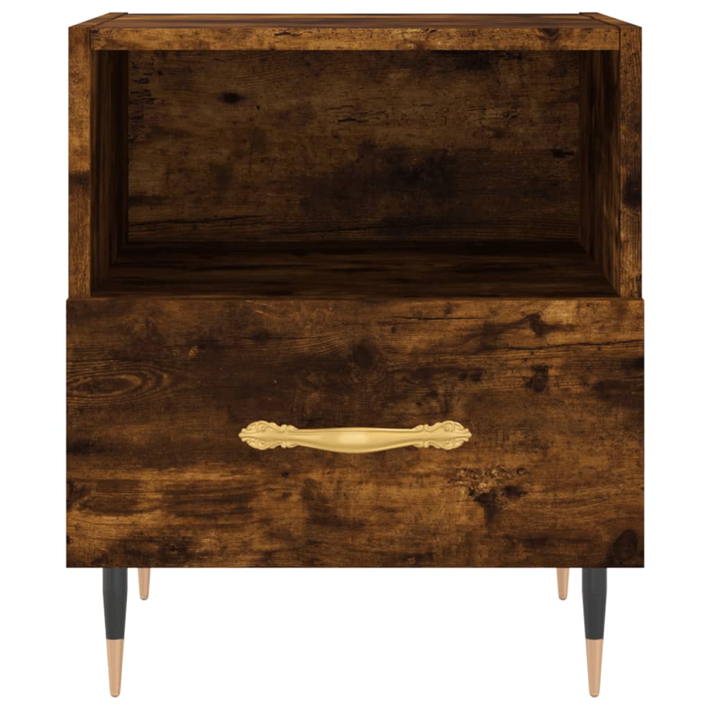sengeborde 2 stk. 40x35x47,5 cm konstrueret træ røget egetræ