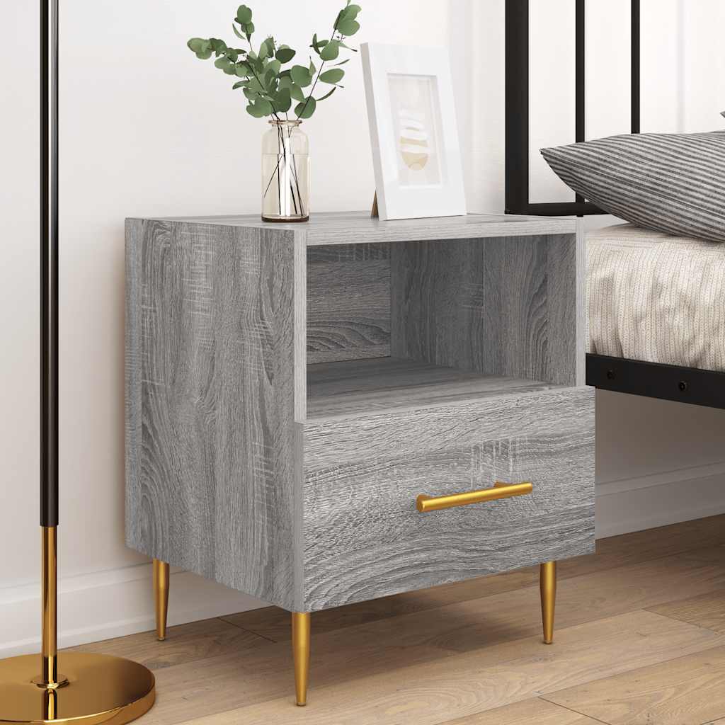 sengeborde 2 stk. 40x35x47,5 cm konstrueret træ grå sonoma-eg