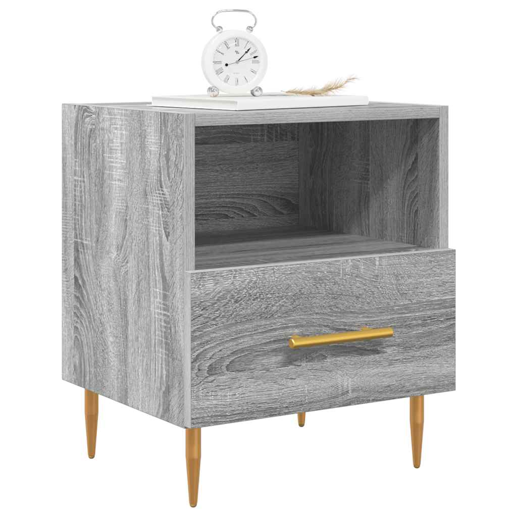 sengeborde 2 stk. 40x35x47,5 cm konstrueret træ grå sonoma-eg