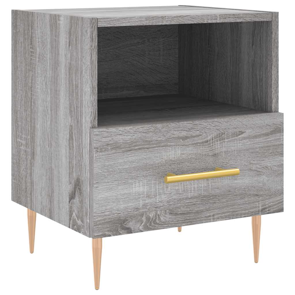 sengeborde 2 stk. 40x35x47,5 cm konstrueret træ grå sonoma-eg