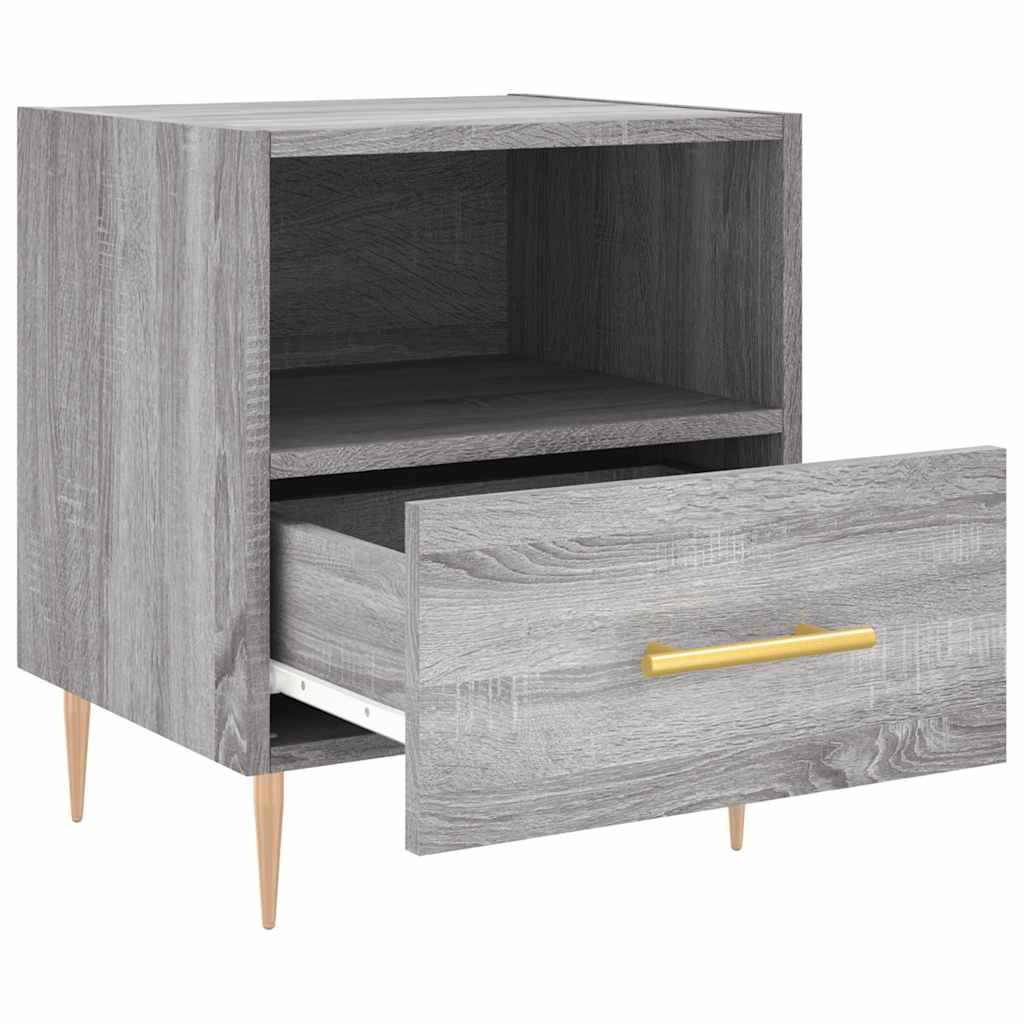 sengeborde 2 stk. 40x35x47,5 cm konstrueret træ grå sonoma-eg
