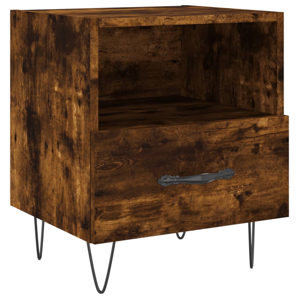 sengebord 40x35x47,5 cm konstrueret træ røget egetræ