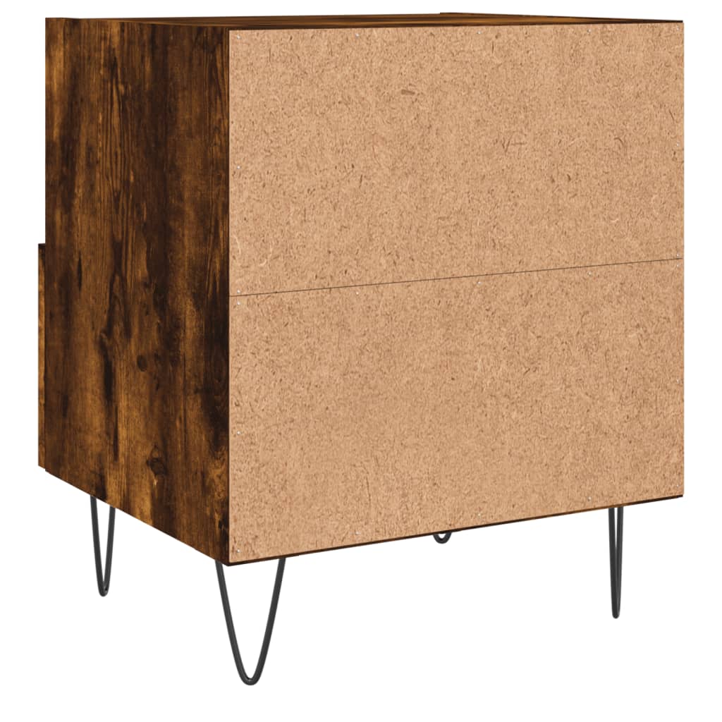 sengebord 40x35x47,5 cm konstrueret træ røget egetræ