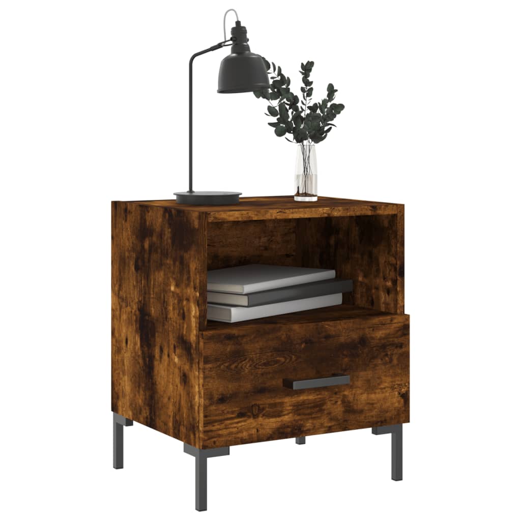 sengeborde 2 stk. 40x35x47,5 cm konstrueret træ røget egetræ
