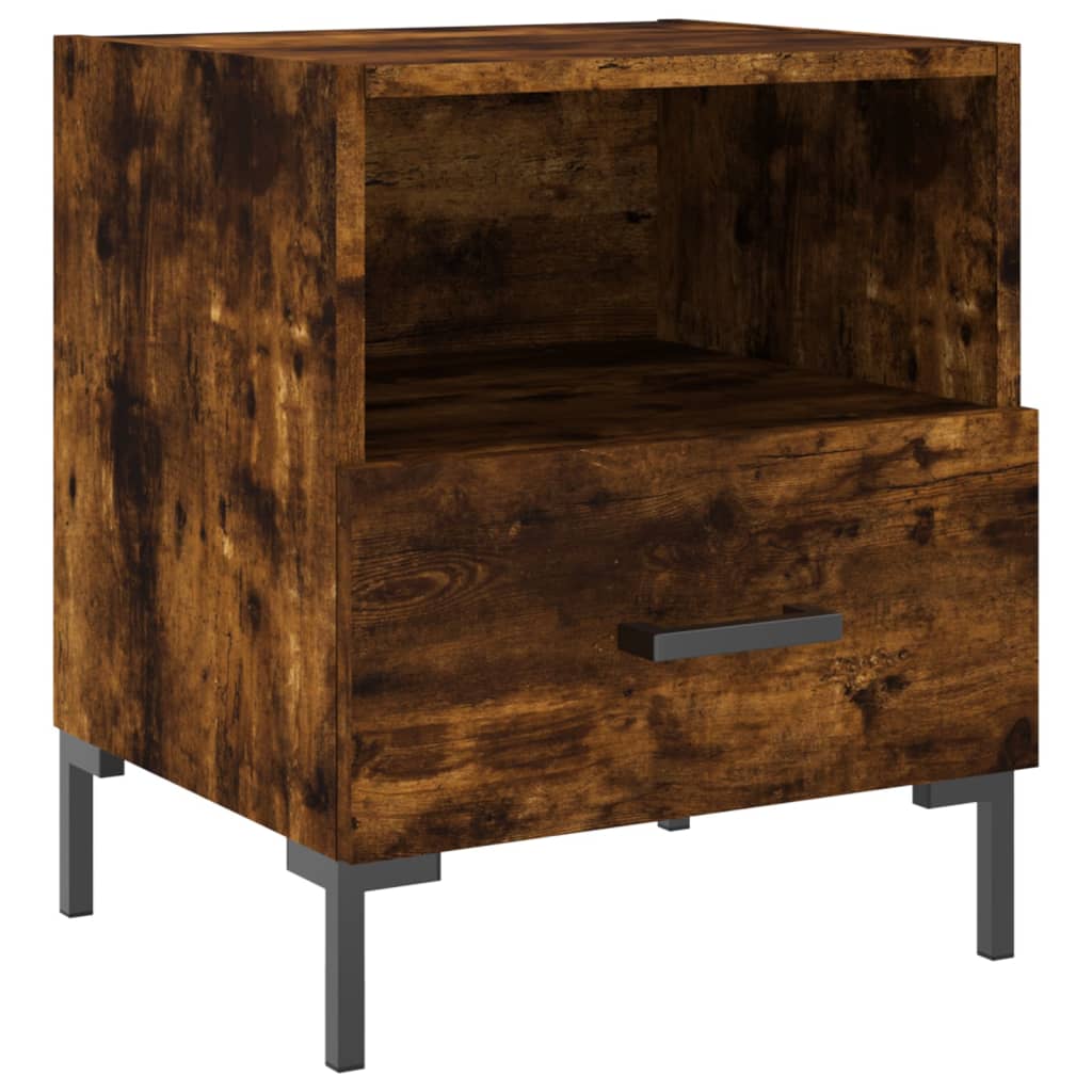 sengeborde 2 stk. 40x35x47,5 cm konstrueret træ røget egetræ