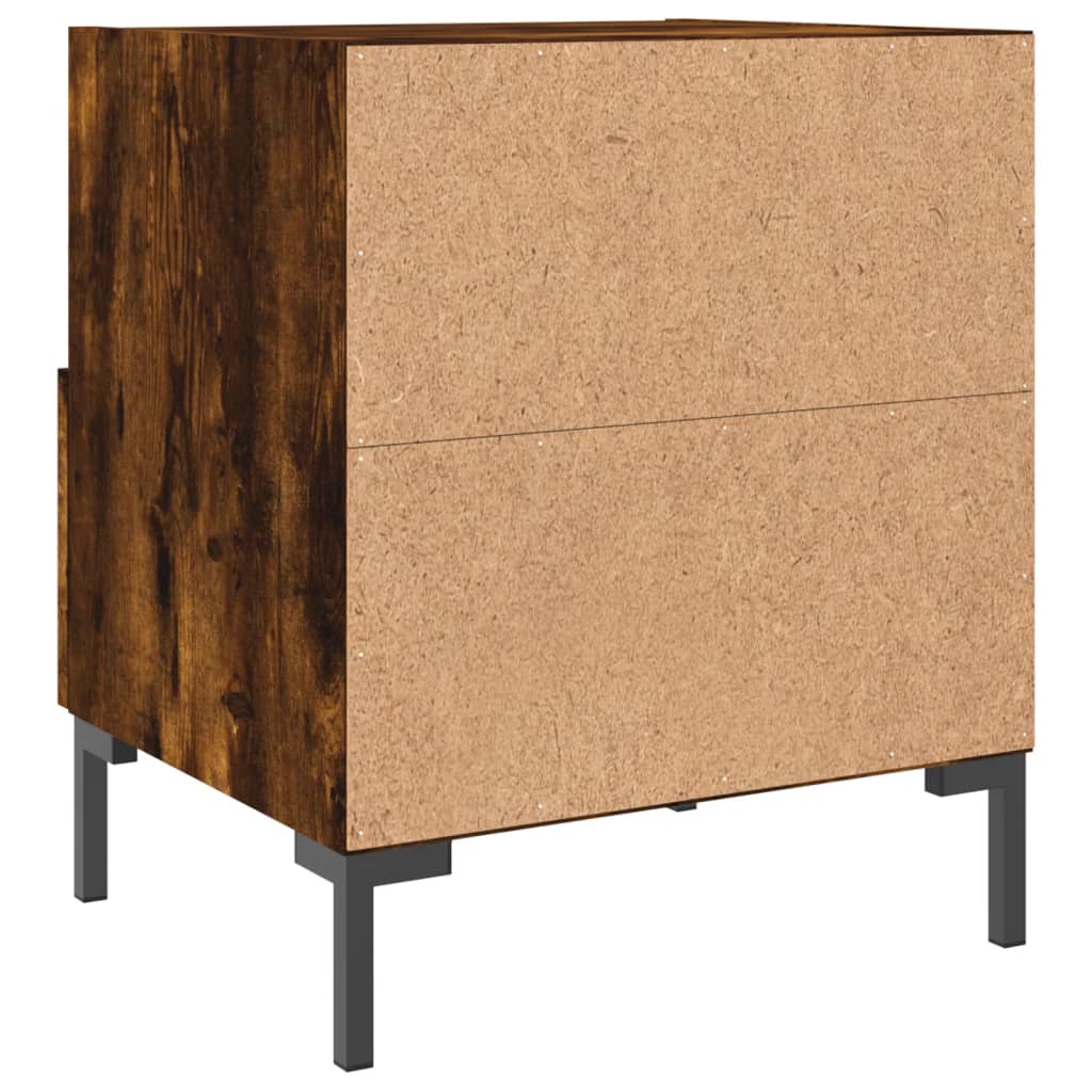 sengeborde 2 stk. 40x35x47,5 cm konstrueret træ røget egetræ