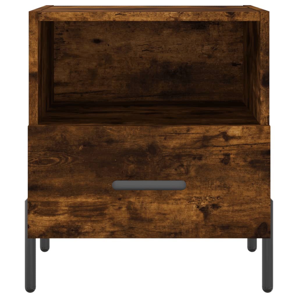 sengeborde 2 stk. 40x35x47,5 cm konstrueret træ røget egetræ