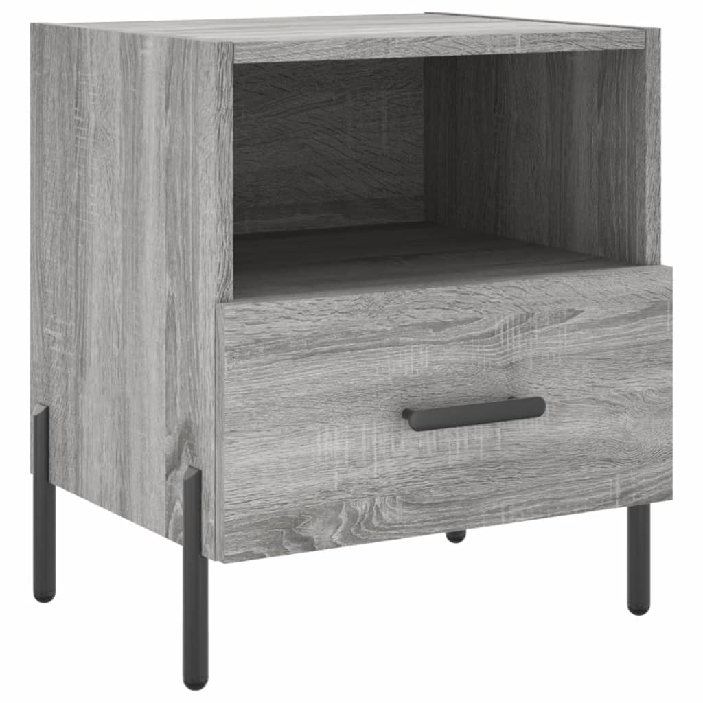 sengeborde 2 stk. 40x35x47,5 cm konstrueret træ grå sonoma-eg