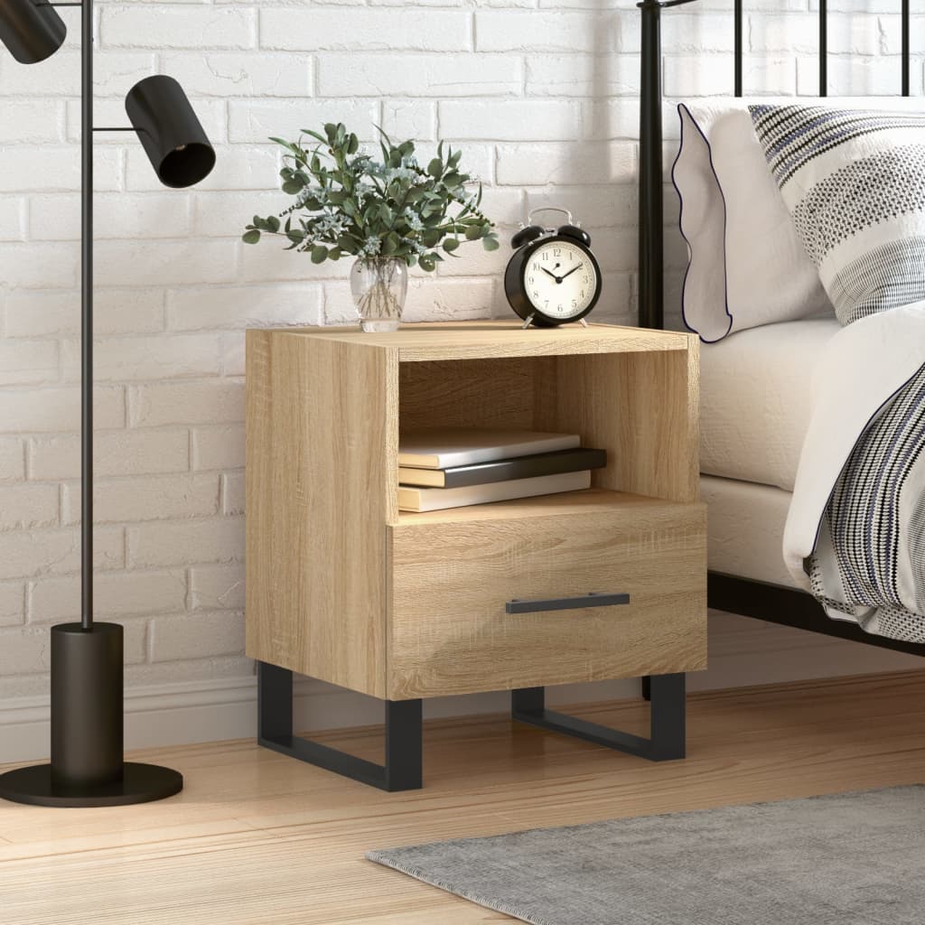 sengebord 40x35x47,5 cm konstrueret træ sonoma-eg billede