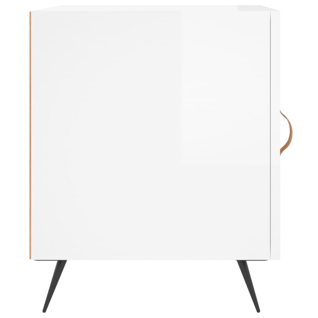 sengebord 40x40x50 cm konstrueret træ hvid højglans