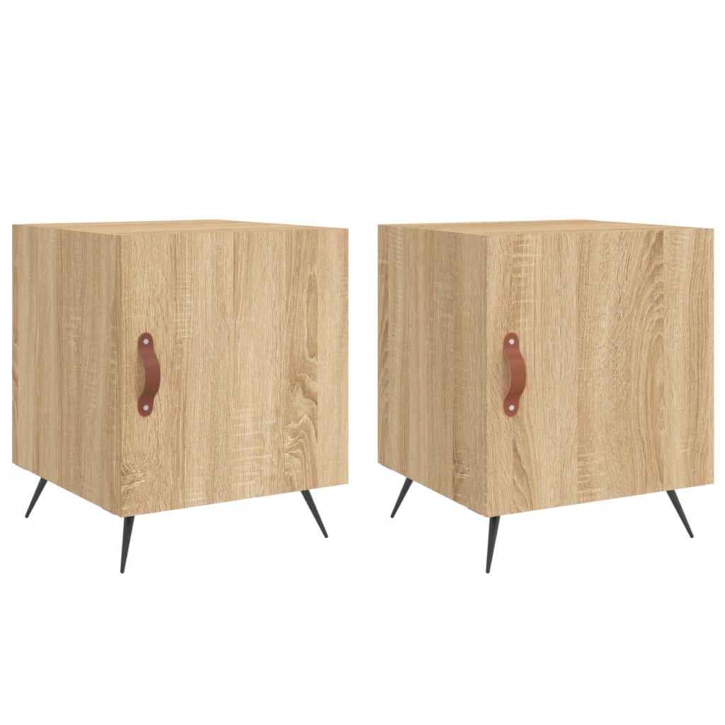 sengeborde 2 stk. 40x40x50 cm konstrueret træ sonoma-eg