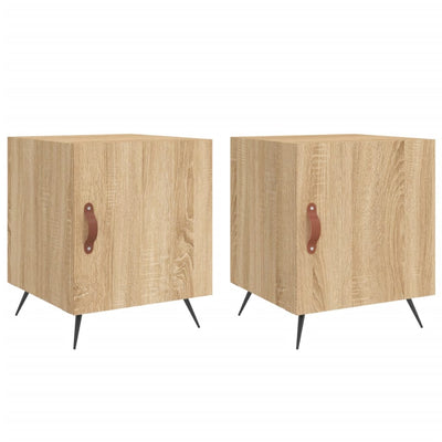 sengeborde 2 stk. 40x40x50 cm konstrueret træ sonoma-eg