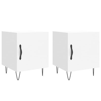 sengeborde 2 stk. 40x40x50 cm konstrueret træ hvid