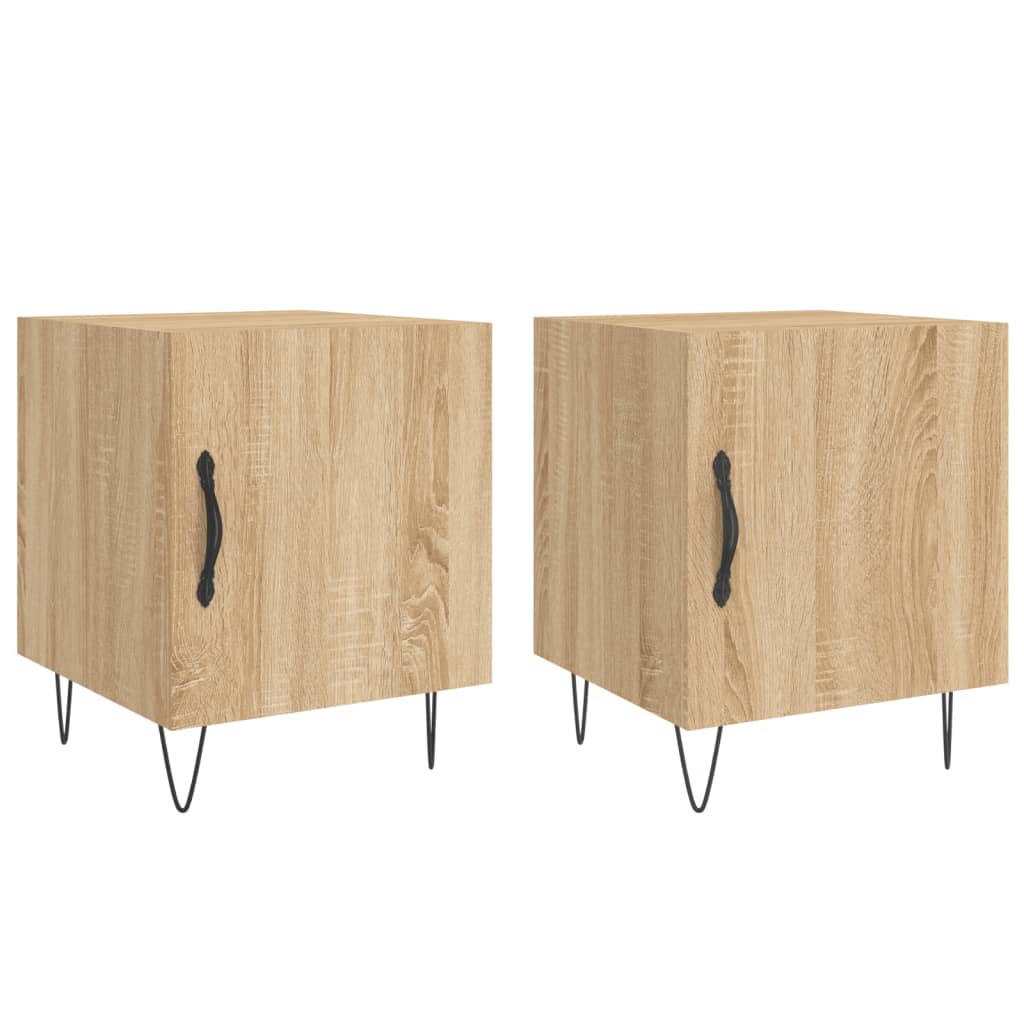 sengeborde 2 stk. 40x40x50 cm konstrueret træ sonoma-eg