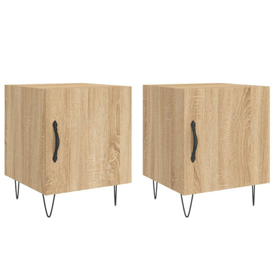 sengeborde 2 stk. 40x40x50 cm konstrueret træ sonoma-eg